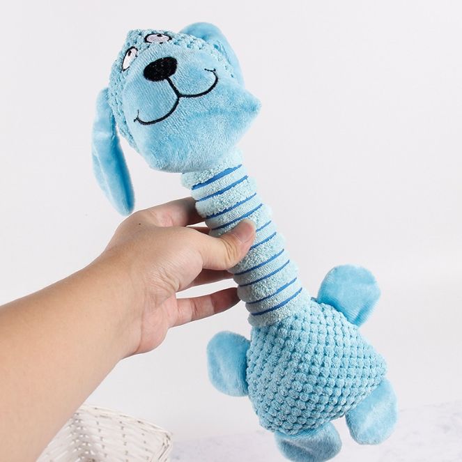 2-Piece Blue Long Neck Plush Dog Toy - Interactive Chew &amp; Cuddle Toy for Puppies