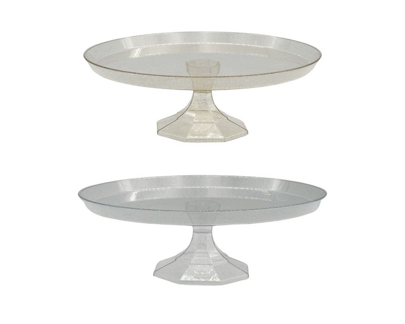 bulk 24 Glitter Plastic Cake Stand 26x5cm