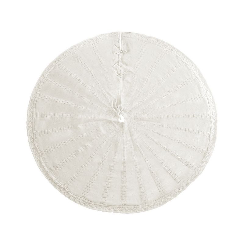 Jingle Jollys Christmas Tree Skirt 120cm Knitted Xmas Tree Ornaments Decor Beige