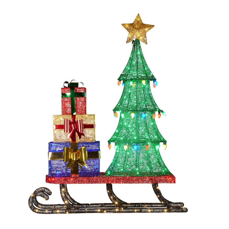 Christabelle Christmas Display Sled 183cm With Tree And Presents Led Lights &amp; C9 Bulbs