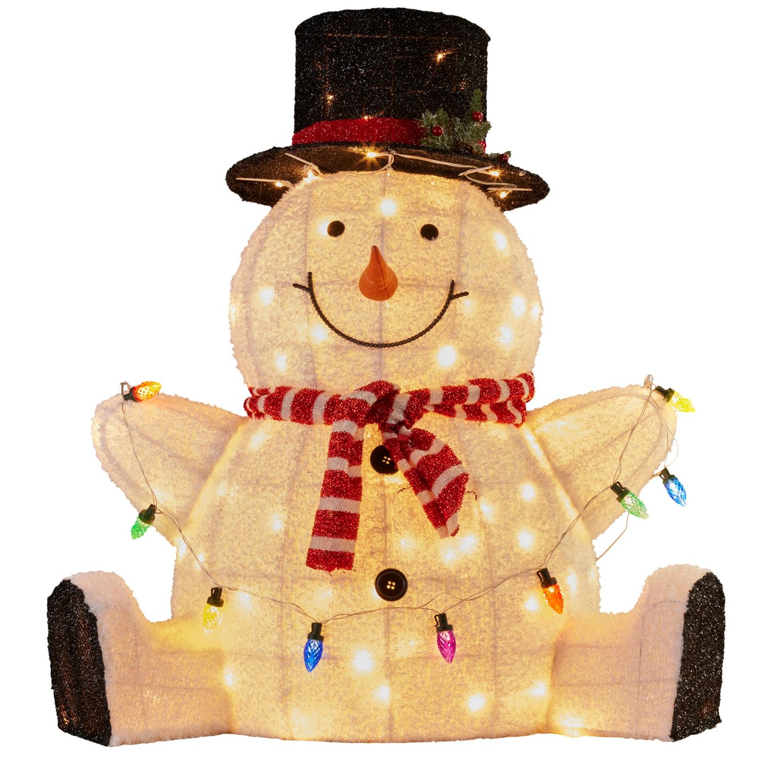 Christabelle 82cm Sitting Snowman Christmas Display with Lights