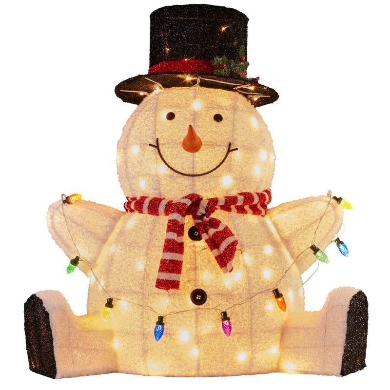 Christabelle 82cm Sitting Snowman Christmas Display with Lights