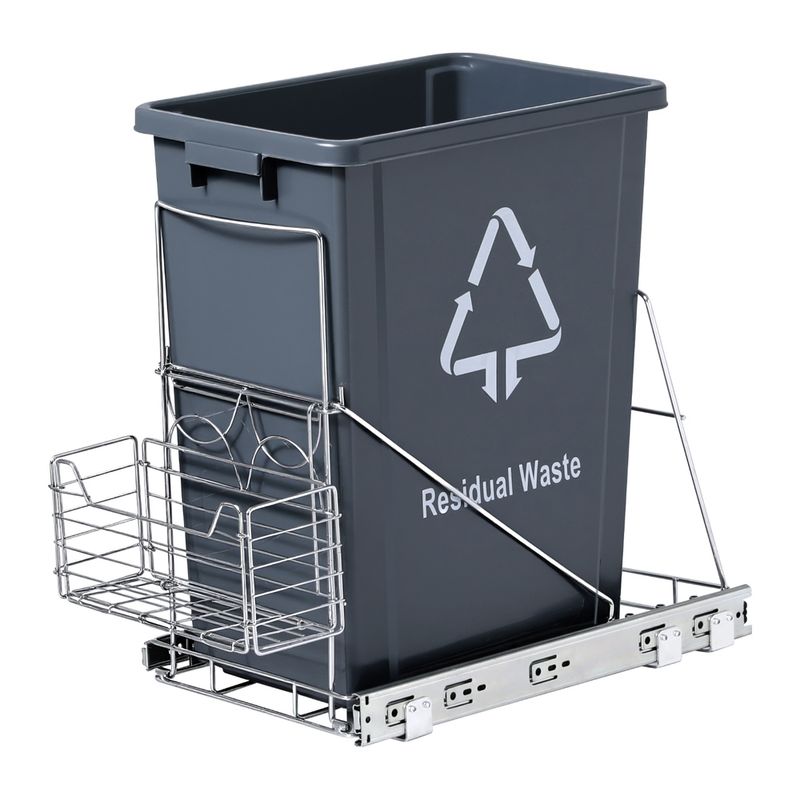 Cefito Pull Out Bin Kitchen Cabinet Slide Garbage Rubbish Bins Basket 40L Grey