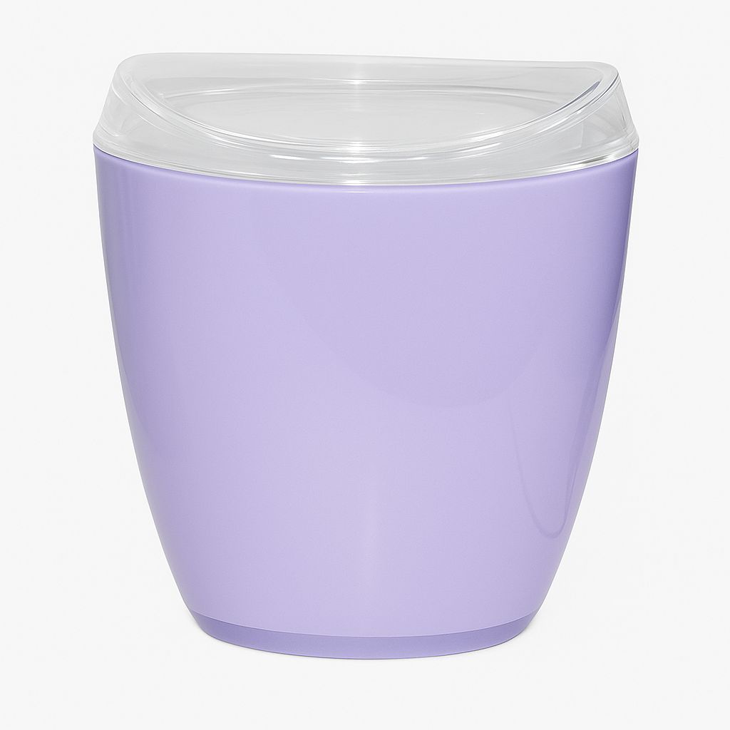 Oval Swing Top Waste Rubbish Bin Acrylic Lightweight Compact Bathroom Office in Purple