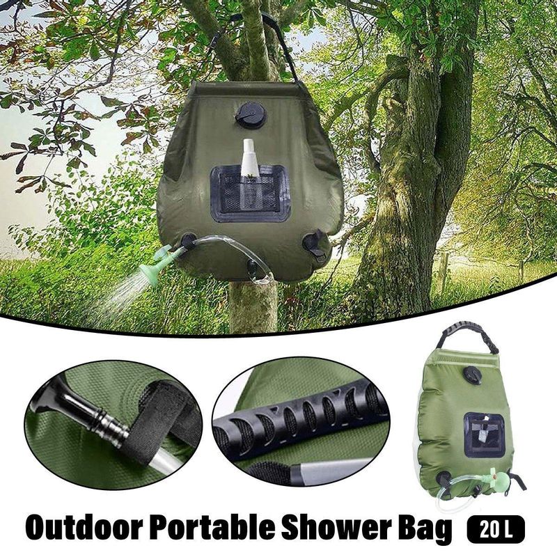 20L Camp Shower Bag Solar Heat Water Pipe Portable Camping Hiking Travel Outdoor