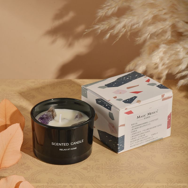 3 PCS (Misty Morning)Macaron Crystal Stone Scented Candle - Aromatherapy Gift