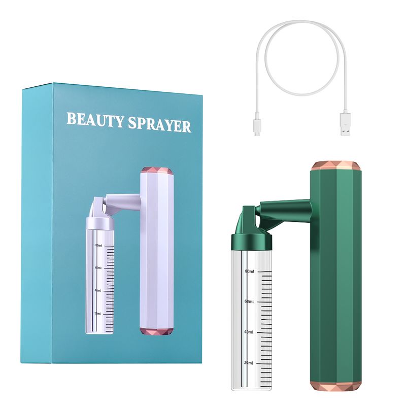 Green Rechargeable Facial Oxygen Sprayer - Home Use Nano Mist Beauty Tool