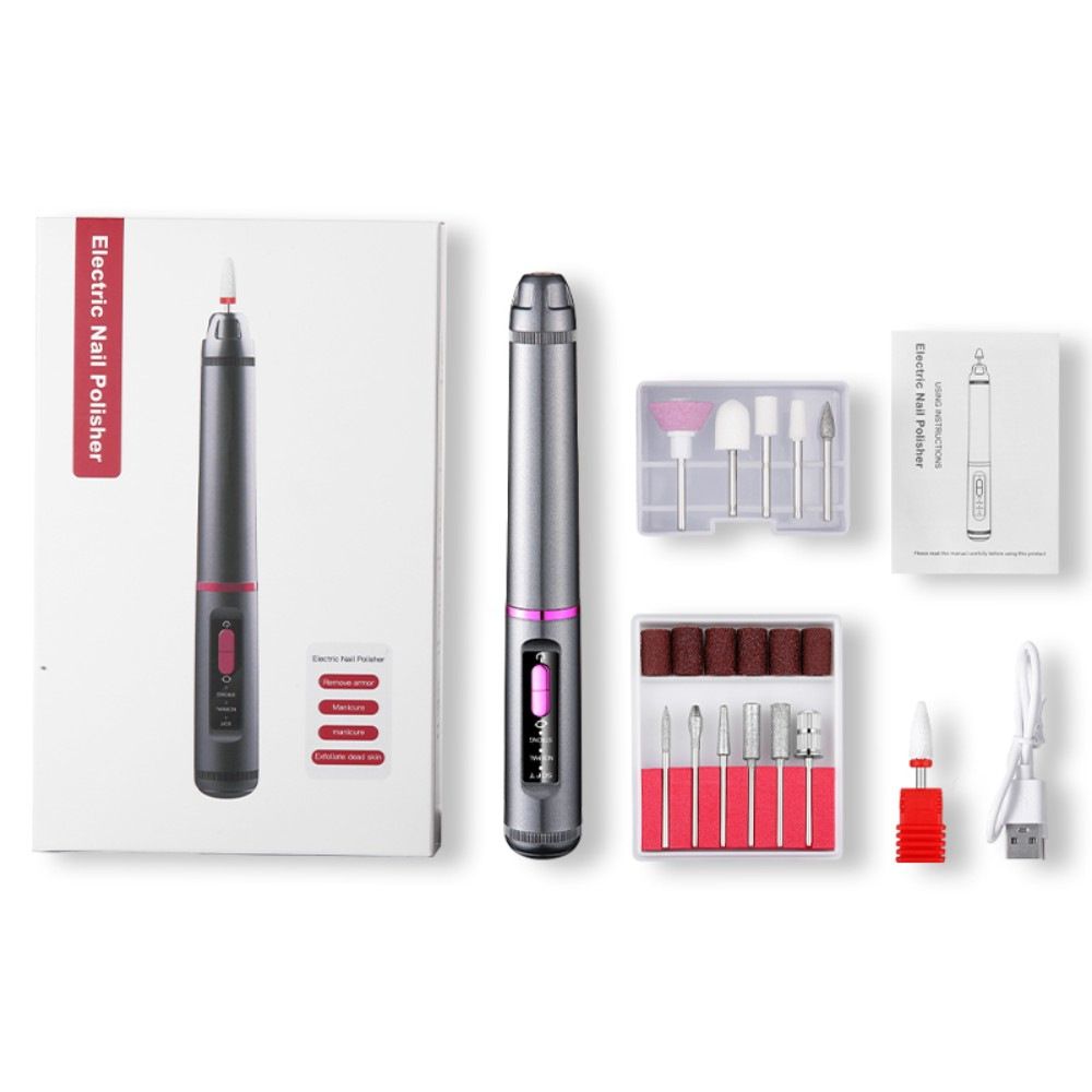 Professional Electric Nail Drill Pen Kit - 3-Speed, Bidirectional, Rechargeable Manicure &amp; Pedicure Tool(Silver Gray)