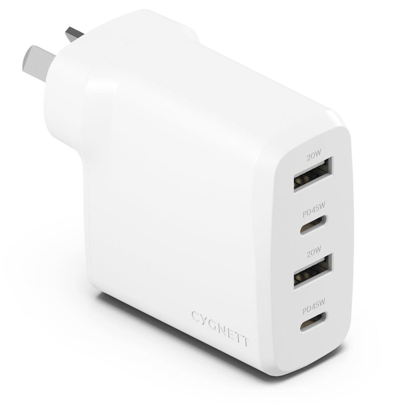 Cygnett Powerplus 45W Multiport Wall Charger AU - White