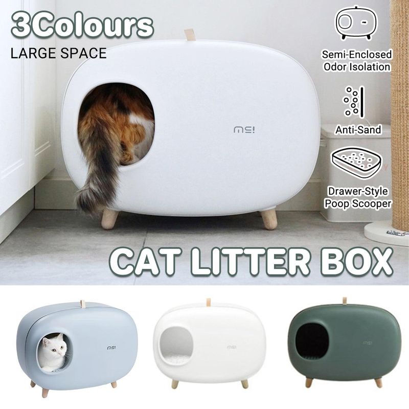 Cat Litter Box Semi-closed Cat Supplies Cat Toilet Drawer Large Cat Litter Box - Green
