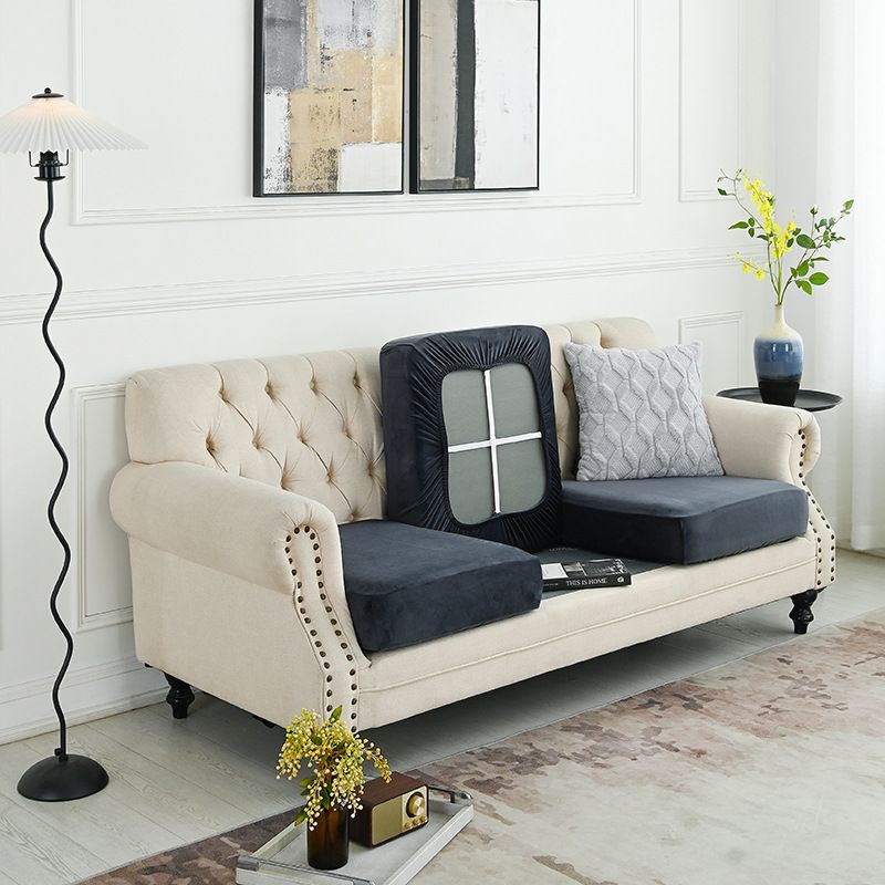 2 Pcs Dark Grey Elegant Polyester Sofa Cover - Full Protection Against Cat Scratches &amp; Wear