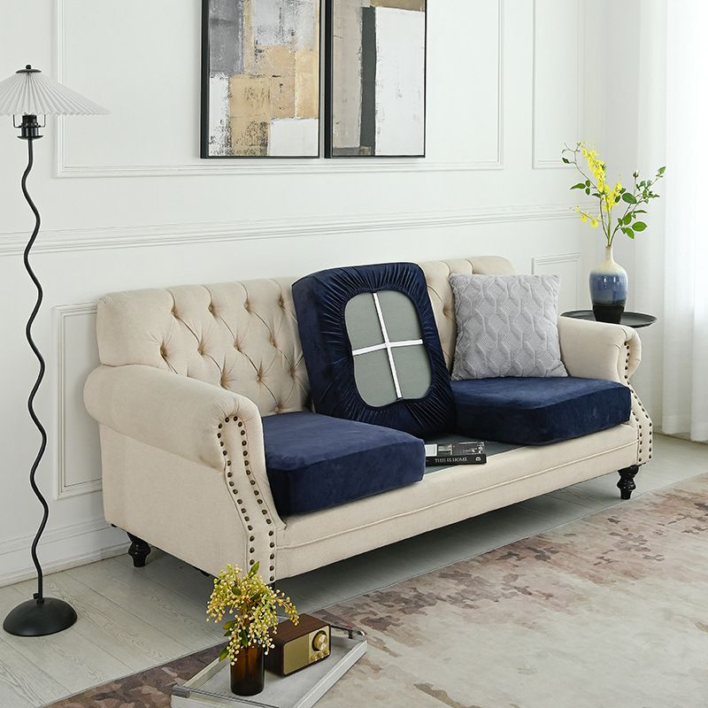 2 Pcs Navy Blue Elegant Polyester Sofa Cover - Full Protection Against Cat Scratches &amp; Wear