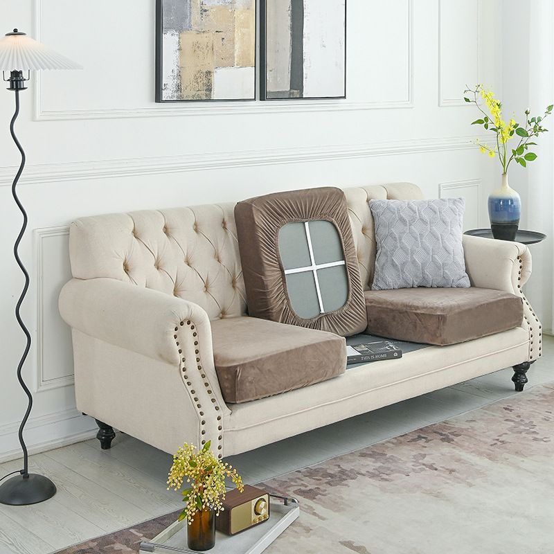 2 Pcs Brown Elegant Polyester Sofa Cover - Full Protection Against Cat Scratches &amp; Wear