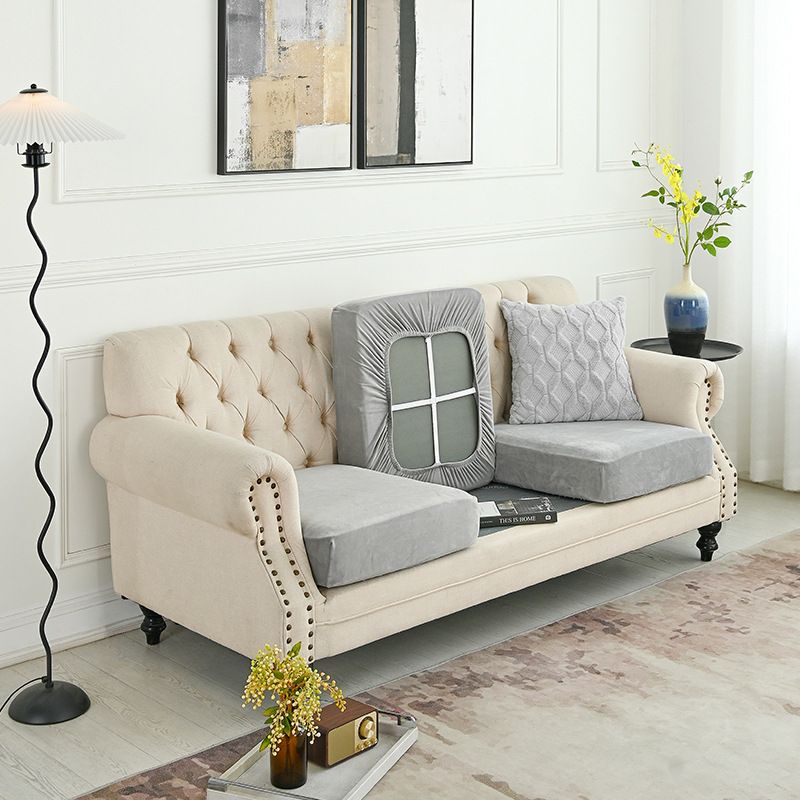 2 Pcs Light Grey Elegant Polyester Sofa Cover - Full Protection Against Cat Scratches &amp; Wear