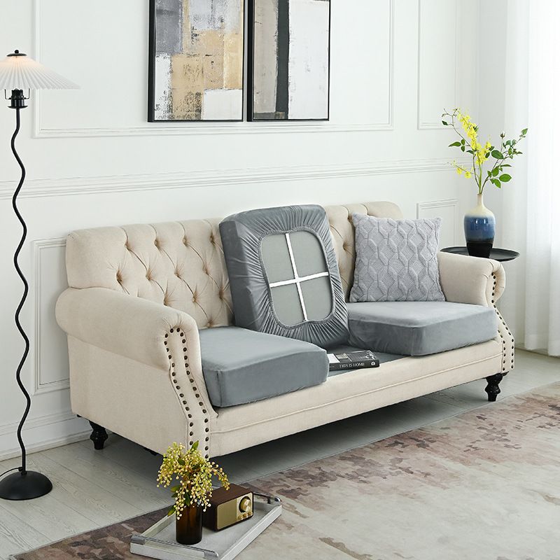 2 Pcs Grey Elegant Polyester Sofa Cover - Full Protection Against Cat Scratches &amp; Wear