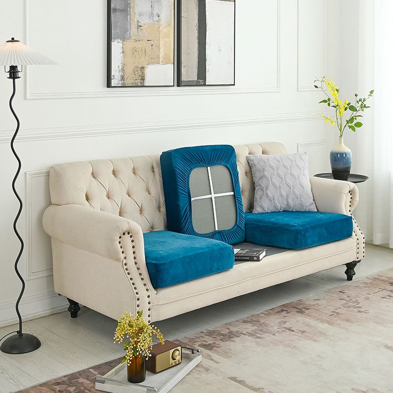 2 Pcs Peacock Blue Elegant Polyester Sofa Cover - Full Protection Against Cat Scratches &amp; Wear