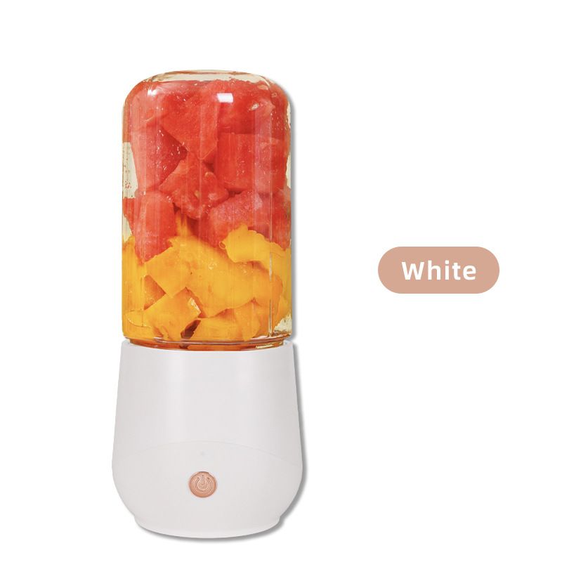White Compact Portable Blender - USB Rechargeable Mini Juicer Cup with 4 Blades