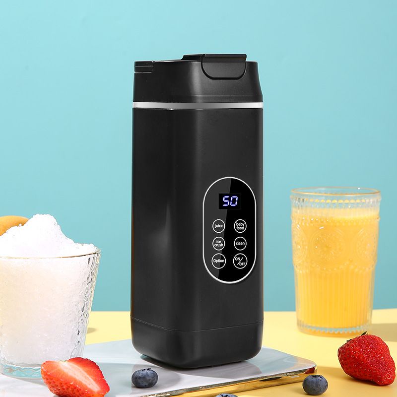 Black Rechargeable Travel Blender Cup - 12 Blades, Digital Display, Self-Cleaning