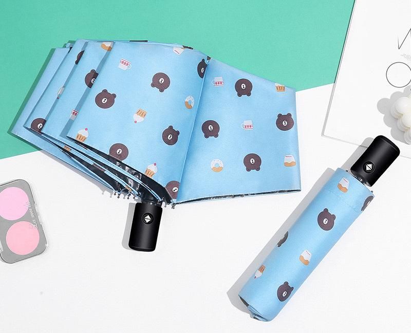 Auto Open/Close 8-Rib Sun &amp; Rain Umbrella - 98cm UV Protection Canopy(sky blue)