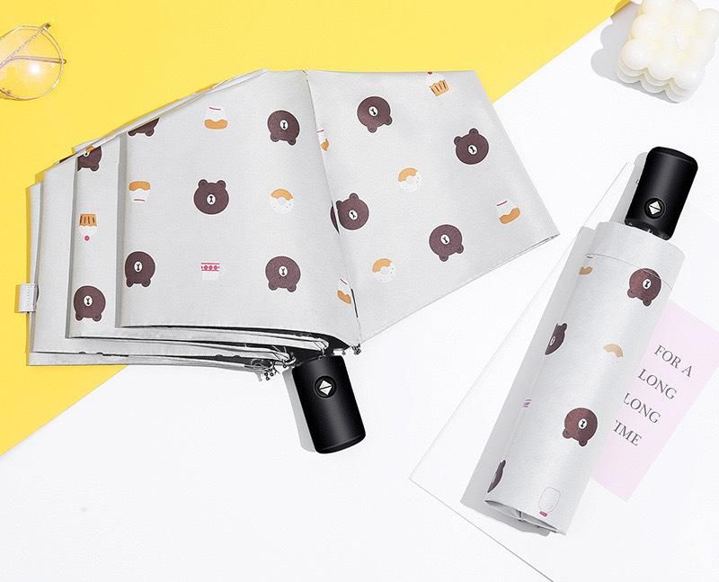 Auto Open/Close 8-Rib Sun &amp; Rain Umbrella - 98cm UV Protection Canopy(white)