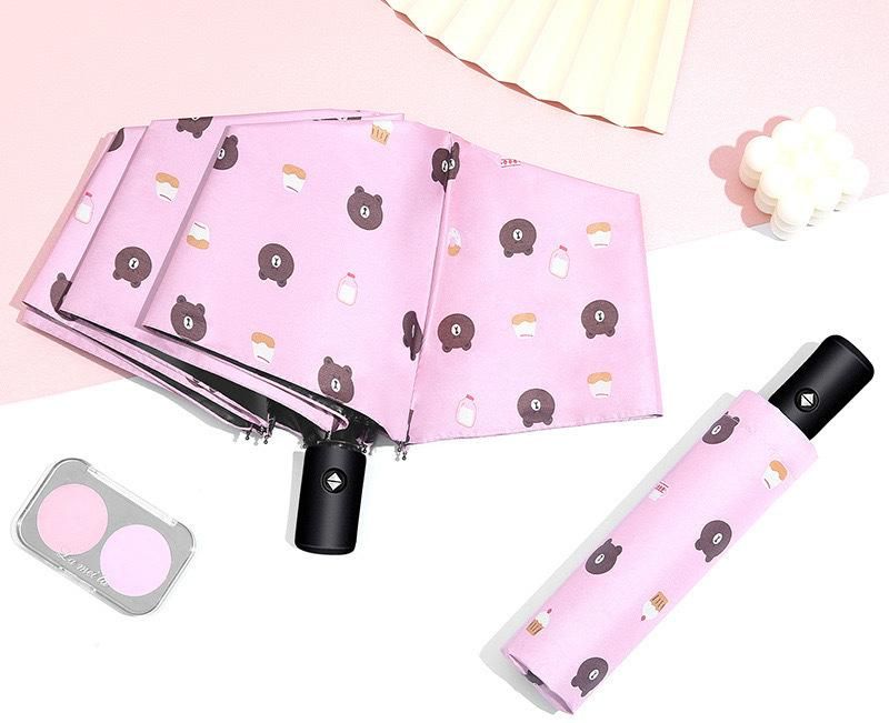 Auto Open/Close 8-Rib Sun &amp; Rain Umbrella - 98cm UV Protection Canopy(pink)