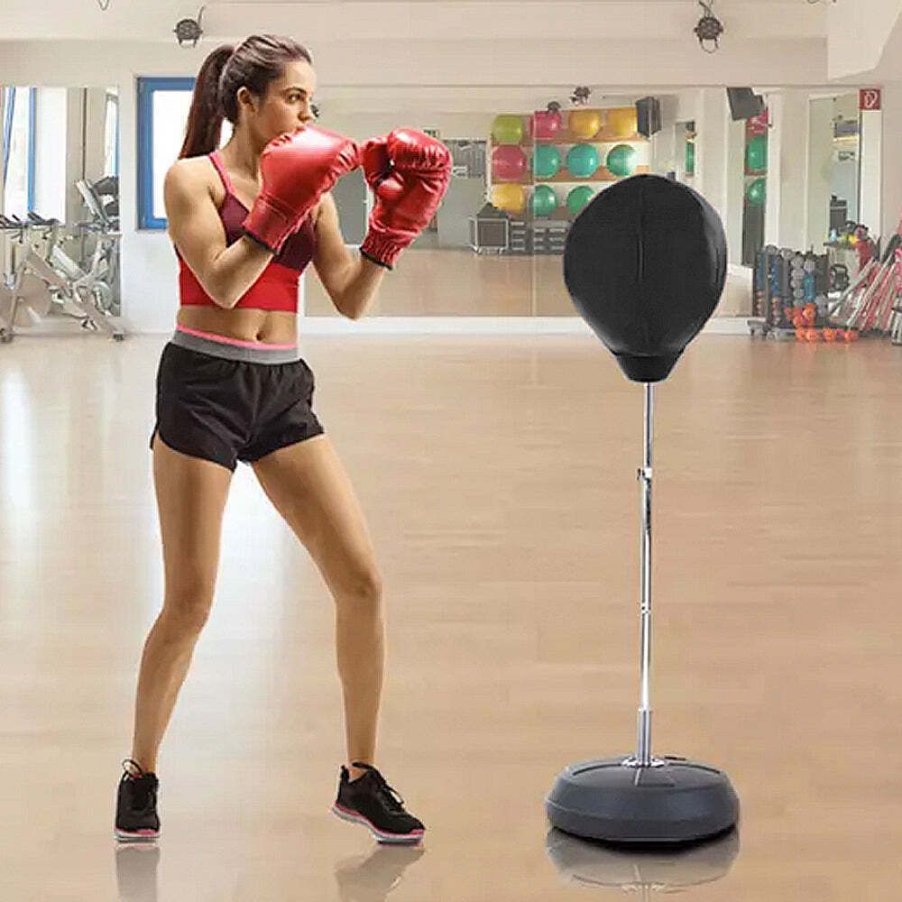 Free-Standing Boxing Set: PU Punching Ball &amp; Boxing Gloves