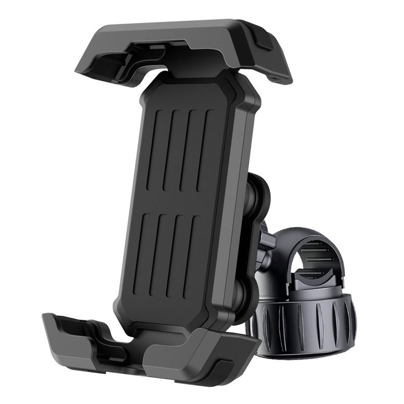 Black Heavy Duty Bike Phone Mount - Anti-Shake Motorcycle Holder with Secure Lock, 360 Rotation Cradle for All-Terrain Cycling
