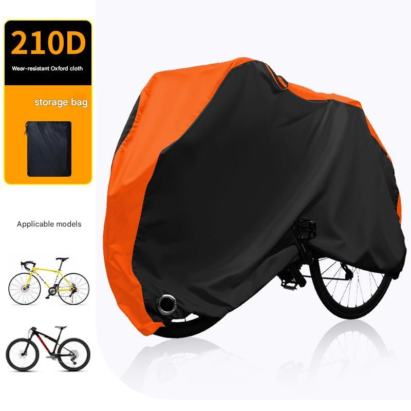 Size M Black And Orange All-Weather 210D Bicycle Cover - Waterproof &amp; UV-Proof Outdoor Bike Protector with Lock Hole &amp; Storage Bag