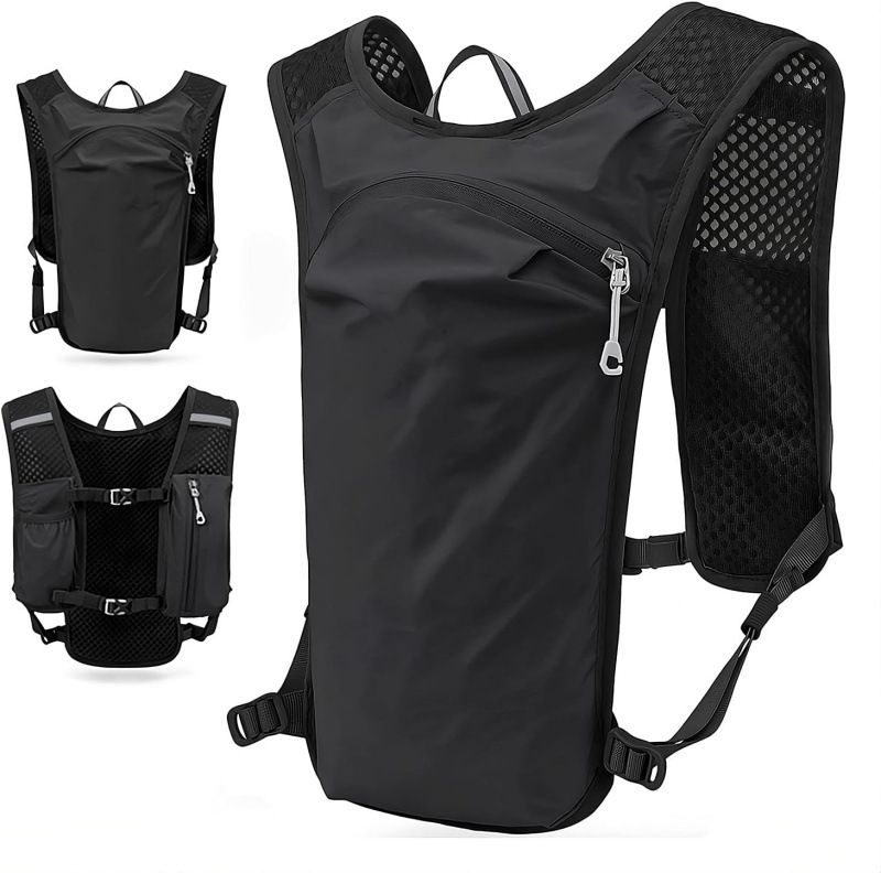 Black Lightweight Hydration Vest Pack - Breathable Running &amp; Cycling Backpack