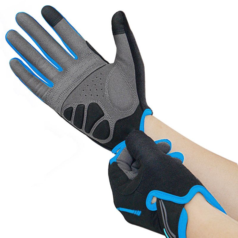 M Blue Unisex Full-Finger Cycling Gloves - Padded Shock-Absorbing &amp; Anti-Slip Grip for MTB &amp; Road Biking