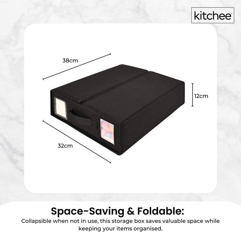 1x Kitchee Foldable Bed Sheet Storage Box – Linen &amp; Closet Organiser Black