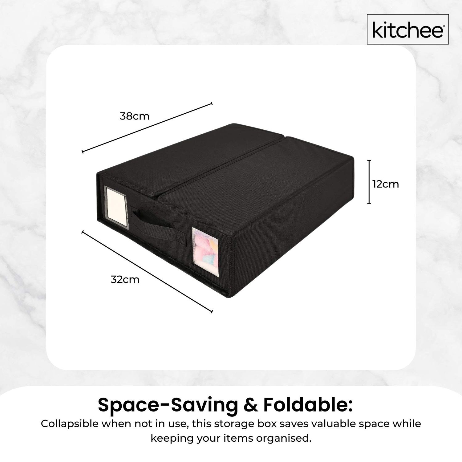 1x Kitchee Foldable Bed Sheet Storage Box – Linen &amp; Closet Organiser Black