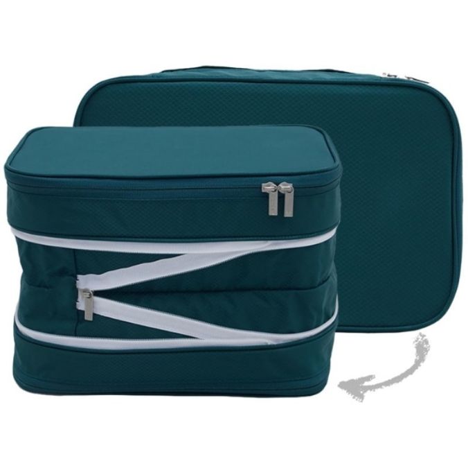 Green Durable Double-Zipper Expandable Water-Resistant Thick and Thin Clothing Storage Bag - Size 40*30*15CM