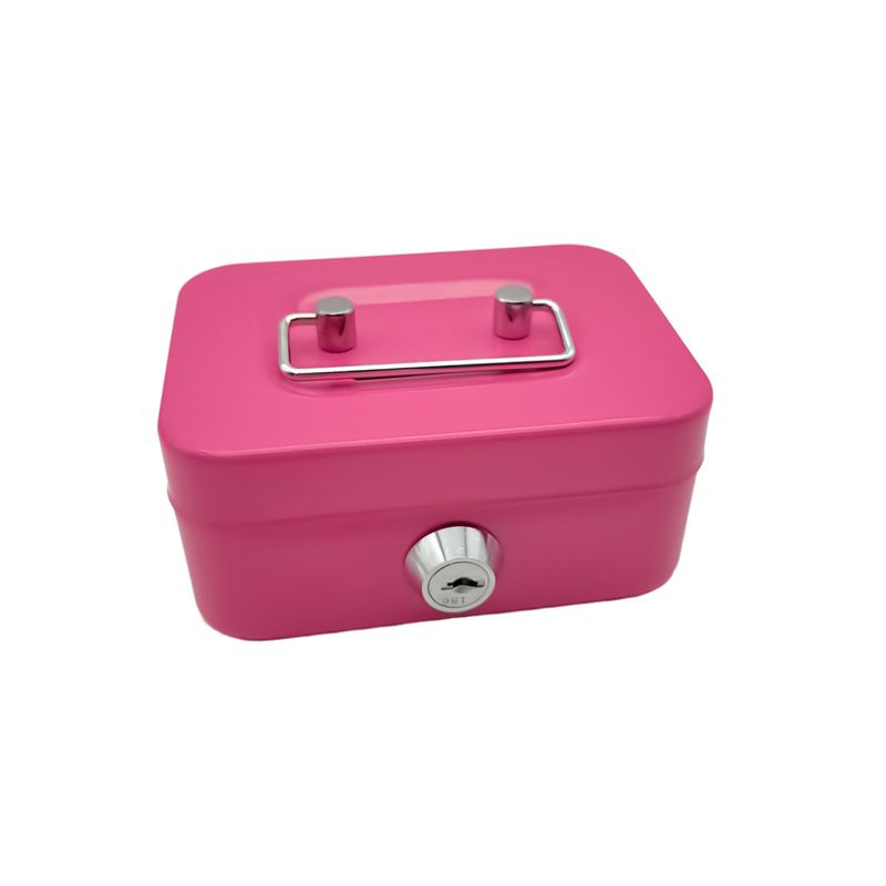 2PCS/Pink Mini Lockable Cash Box with Handle - Secure Money Storage Box