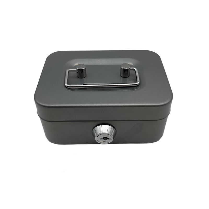 2PCS/Gray Mini Lockable Cash Box with Handle - Secure Money Storage Box