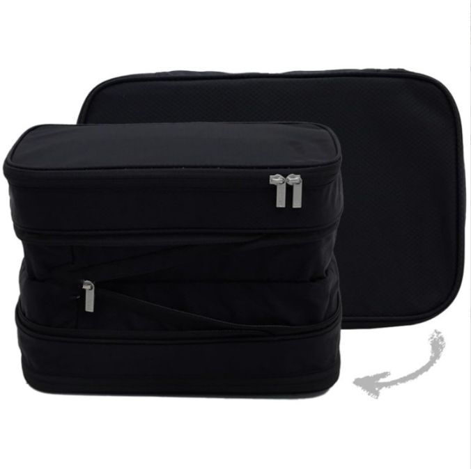 Black Durable Double-Zipper Expandable Water-Resistant Thick and Thin Clothing Storage Bag - Size 40*30*15CM