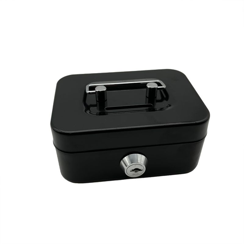 2PCS/Black Mini Lockable Cash Box with Handle - Secure Money Storage Box