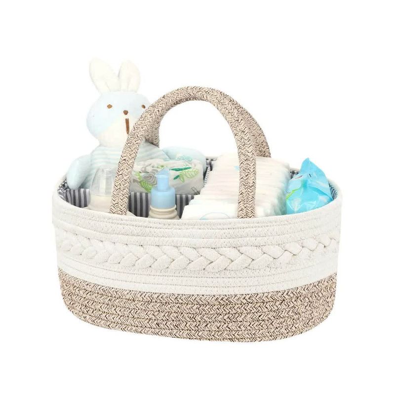 Coffee Stylish Cotton Rope Basket for Clothing &amp; Toys - Woven Storage Organizer, 38x23x18cm