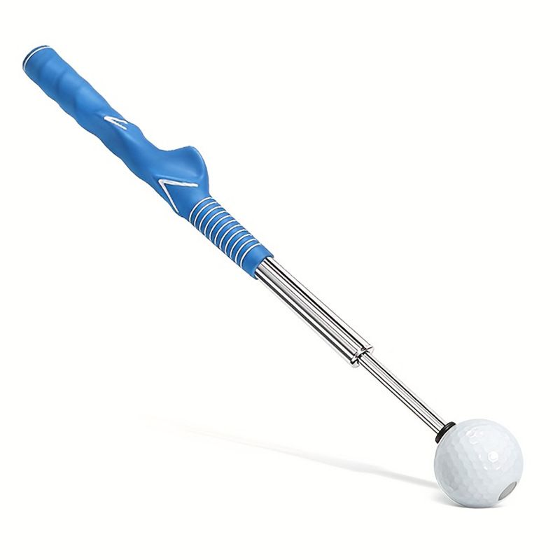 Blue Pro Golf Swing Trainer - Extendable with Audible Click &amp; Corrective Grip Aid