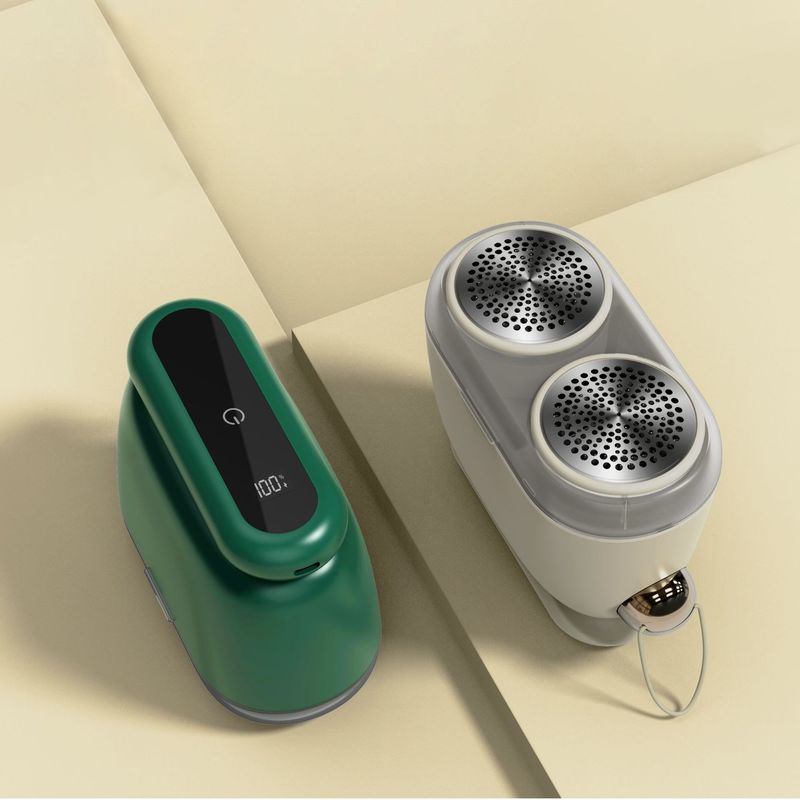 Compact Electric Lint Remover with LED Display &amp; Dual Head - USB Rechargeable(Dark green)