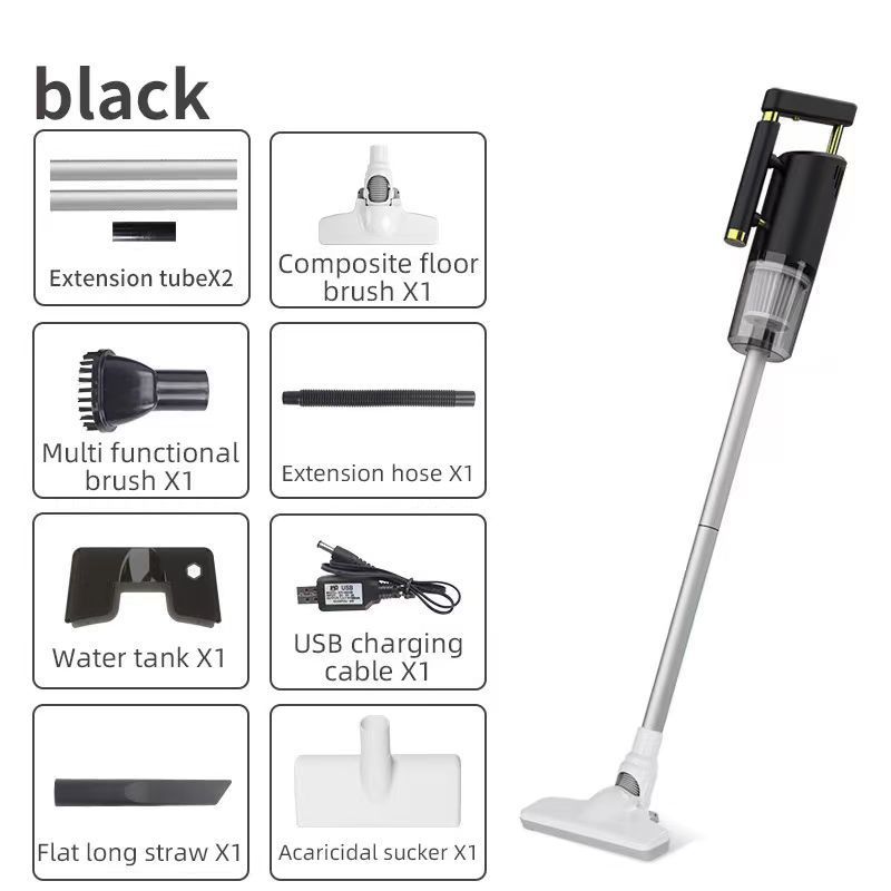 Cordless 2-in-1 Handheld &amp; Stick Vacuum Cleaner - Powerful Suction, Washable Filter, Multi-Tool Kit(black)