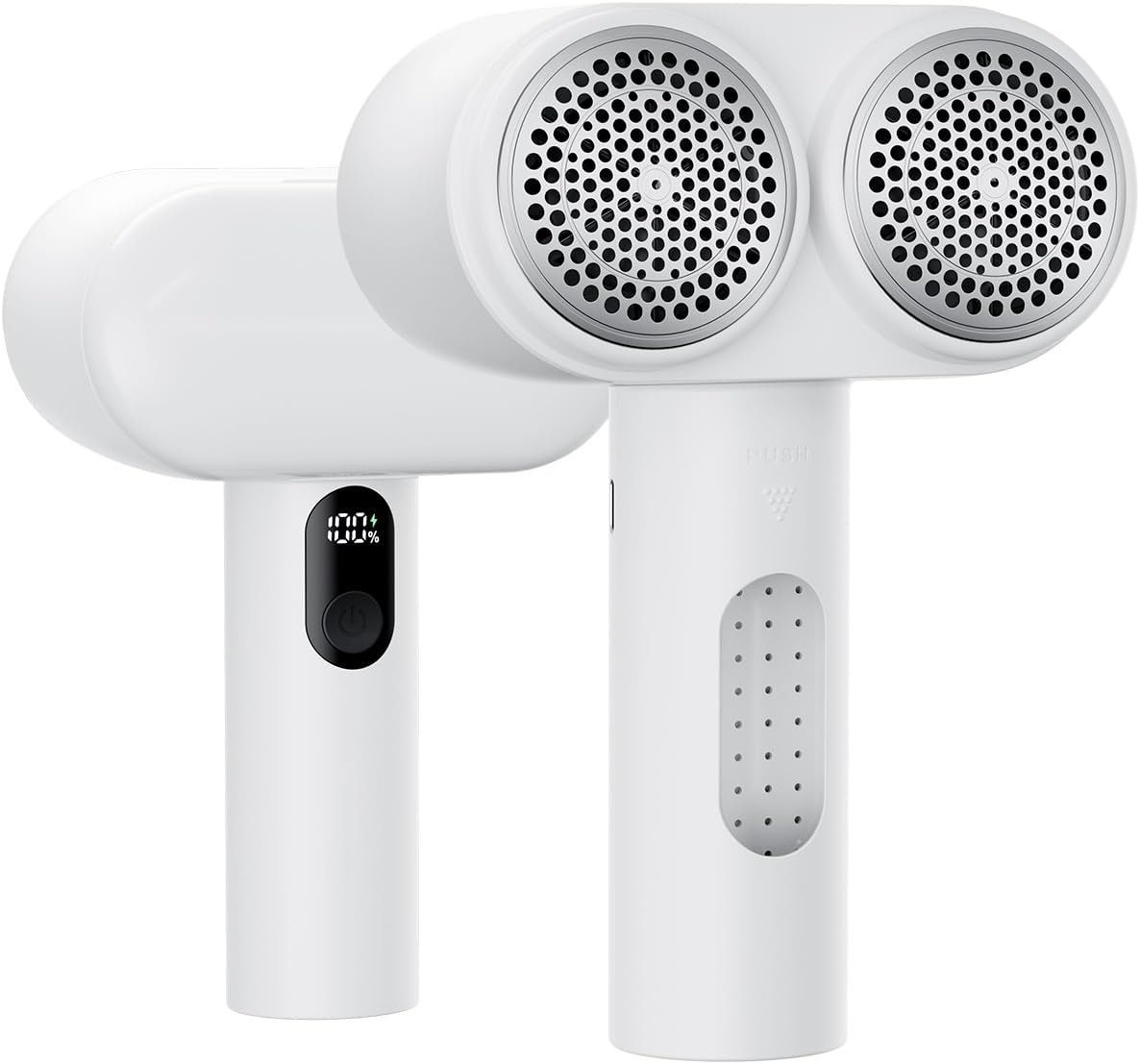 Dual-Head Electric Lint Remover - USB-C Rechargeable, LED Display, 3-Size Honeycomb Mesh(White)