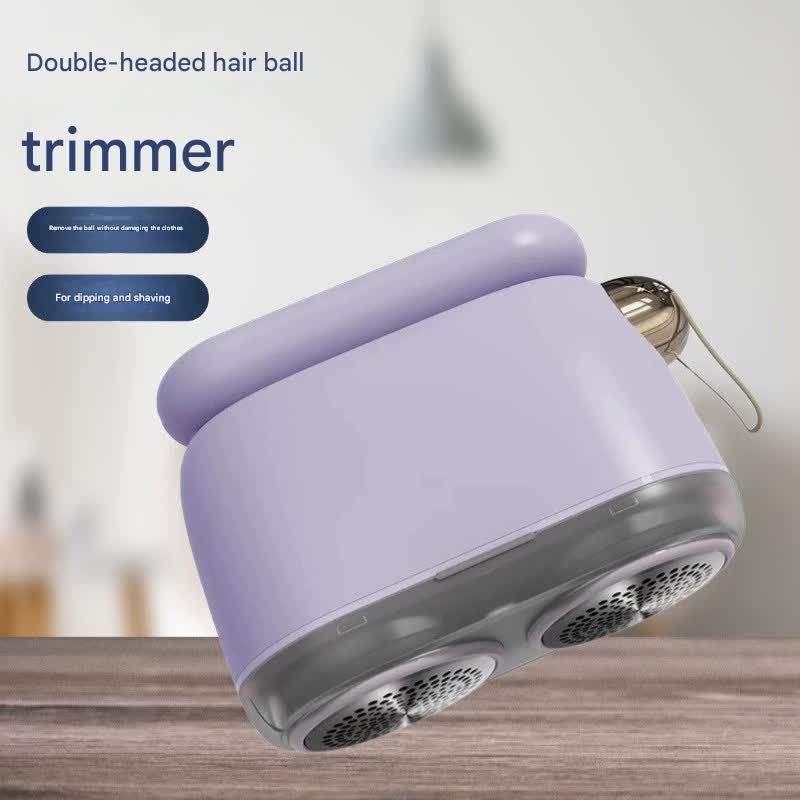 Compact Electric Lint Remover with LED Display &amp; Dual Head - USB Rechargeable(Purple)