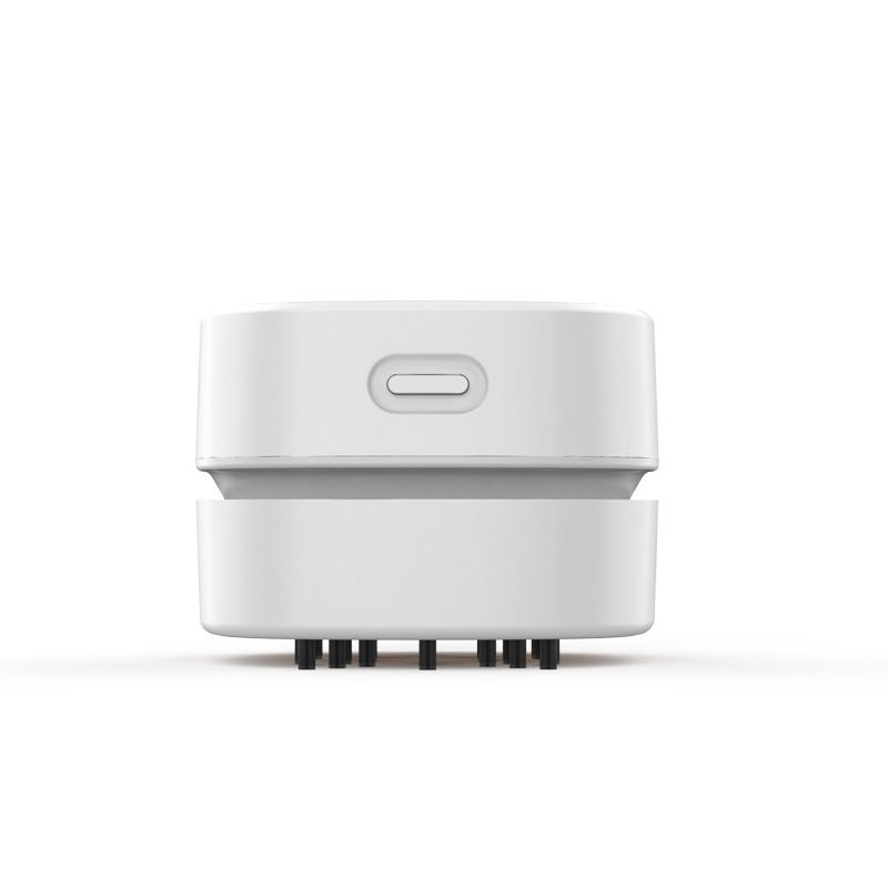 White Portable Handheld Cordless Mini Desktop Vacuum Cleaner - Powerful 10KPA Suction,  Efficient Dust &amp; Debris Collection for Home, Office, and Student Use