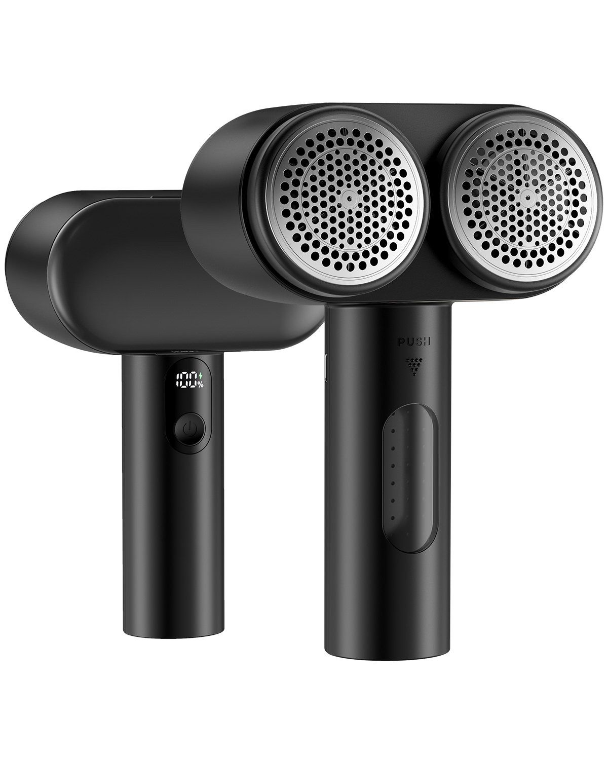 Dual-Head Electric Lint Remover - USB-C Rechargeable, LED Display, 5-Size Honeycomb Mesh(Black)