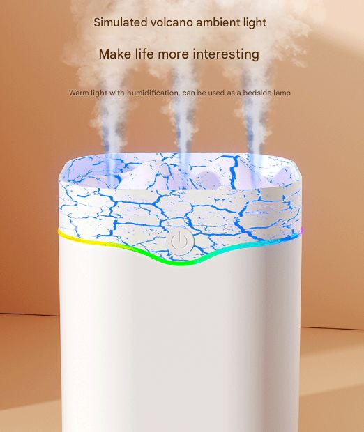 White Volcano Style 2L Cool Mist Humidifier - Triple Nozzle with RGB LED &amp; Quiet Operation