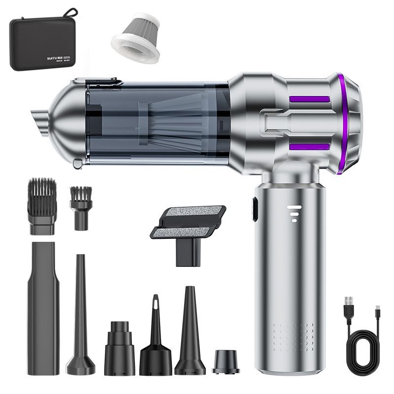 Silver and Purple 4-in-1 Cordless Handheld Vacuum Cleaner - Powerful 16KPa Suction with Brushless Motor, Blower &amp; Air Pump