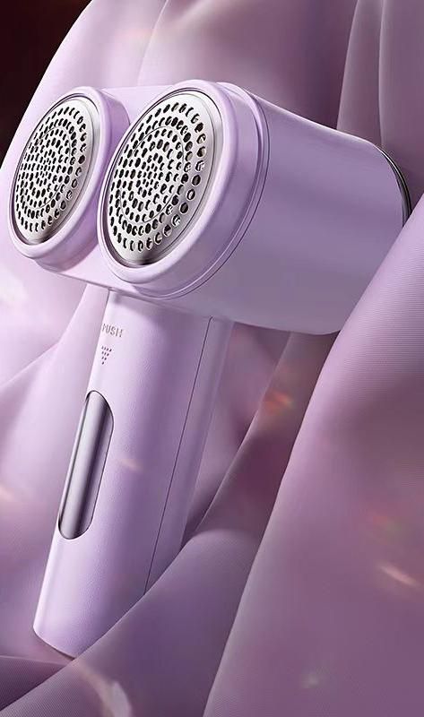 Dual-Head Electric Lint Remover - USB-C Rechargeable, LED Display, 6-Size Honeycomb Mesh(Purple)
