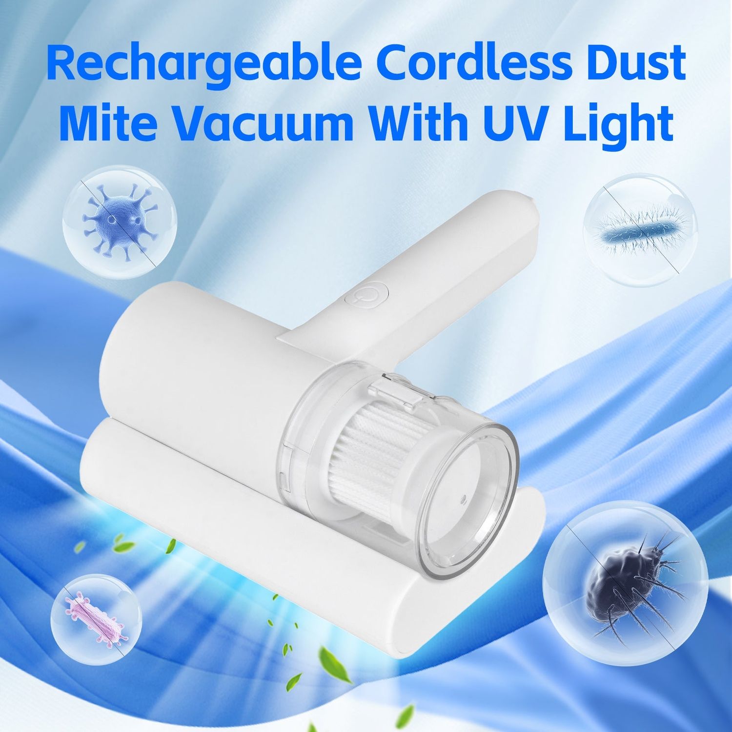 UVâC Cordless Dust Mite Vacuum Handheld Sanitizing Cleaner with 1200âŻmAh Battery
