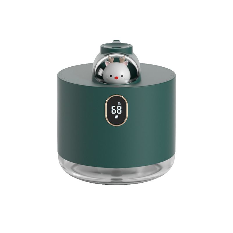Green Adorable Space Capsule Humidifier - Portable USB Cool Mist Maker with LED Display &amp; Ambient Night Light